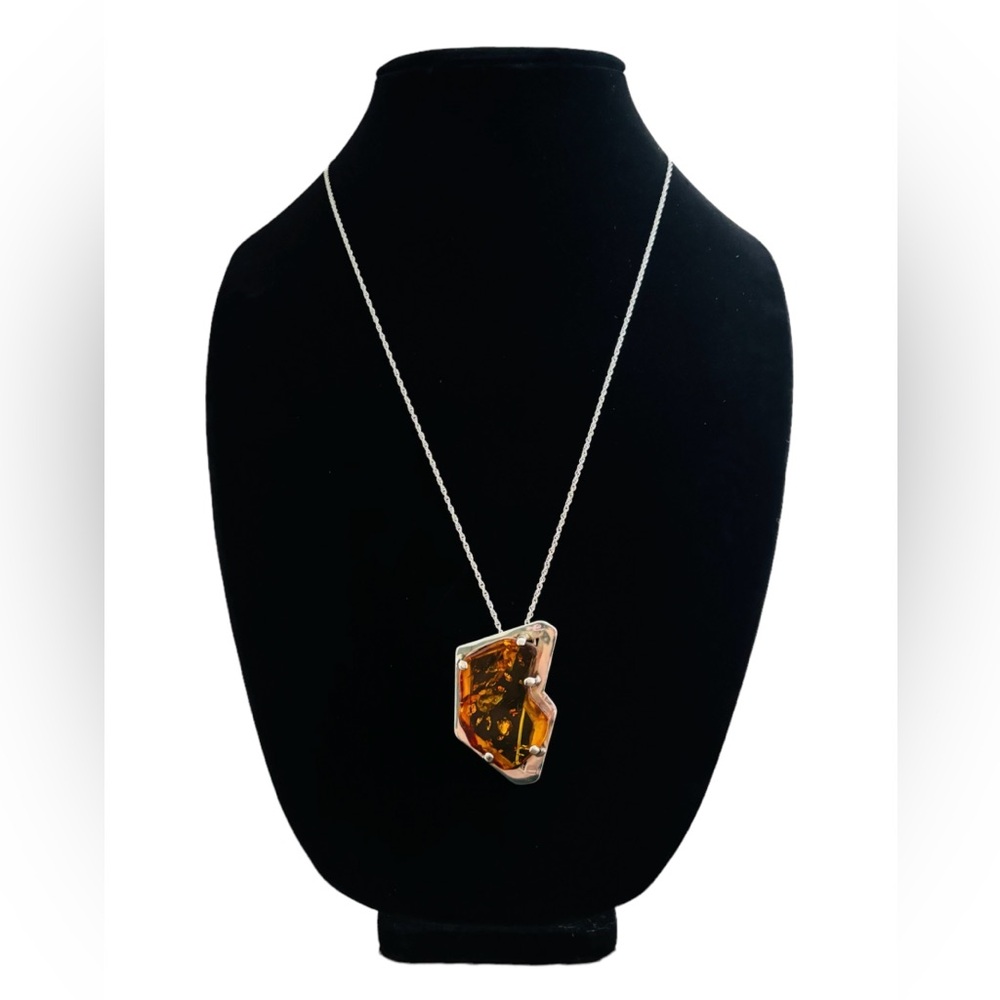 Vintage Baltic Amber Sterling Silver Convertible Pendant/Brooch